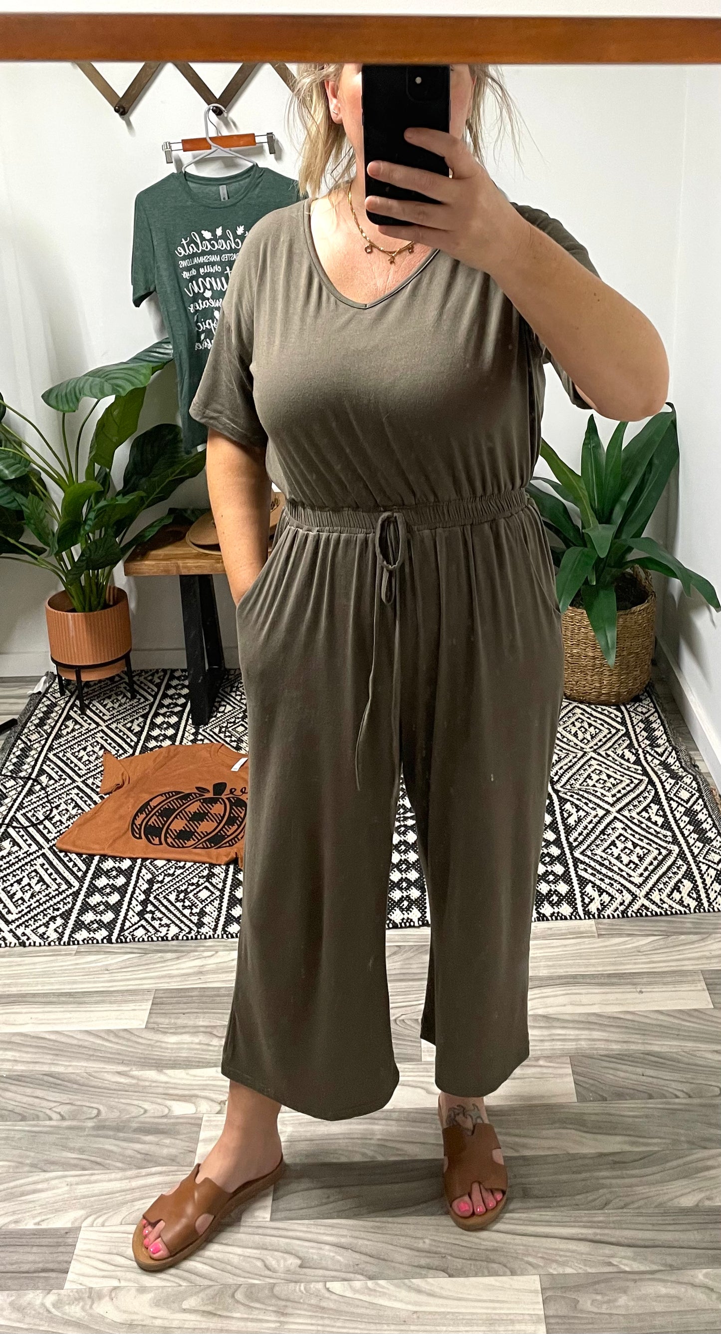 Short sleeve jersey jumpsuit