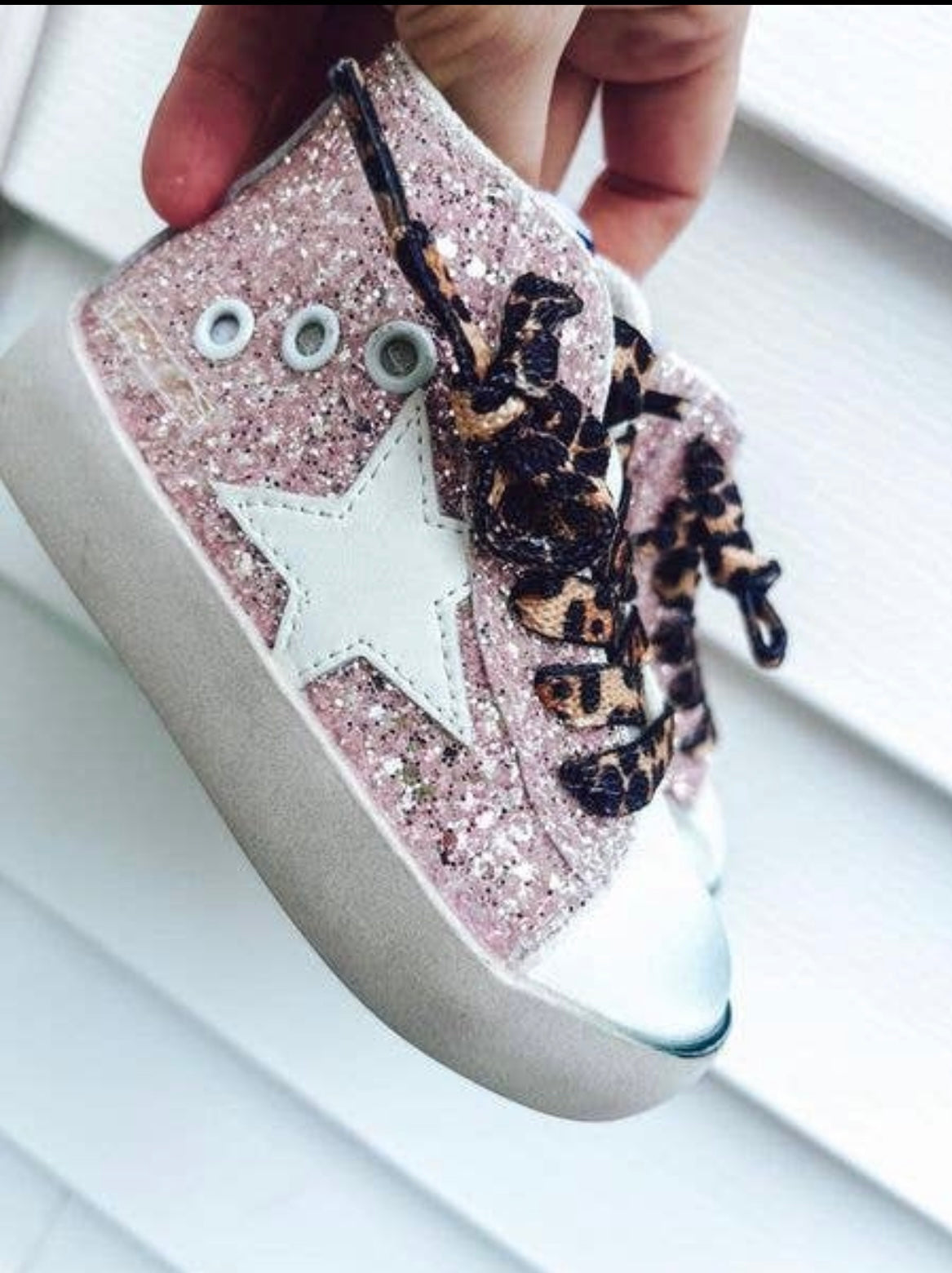 High Top Star Sparkle and Leopard Tennis Shoe