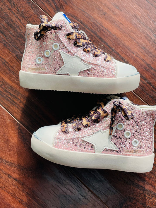 High Top Star Sparkle and Leopard Tennis Shoe